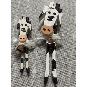 Vintage Handmade Cow 2 Piece Refrigerator Magnets Country Charm Farmhouse